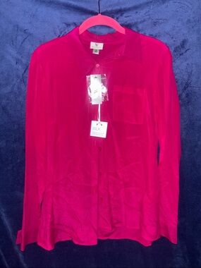 Worthington Hot Pink Silk Button-Down Shirt